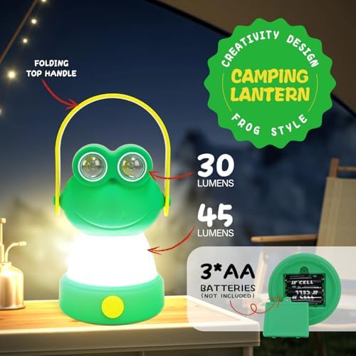Outdoor Equipment LED Camping Lantern for Kids Age 6+, Battery Powered Night Light, Theme Gift for Children's Day, Birthday, Frog Style Lightweight Tent Lamp (Battery NOT Included) - Image 3