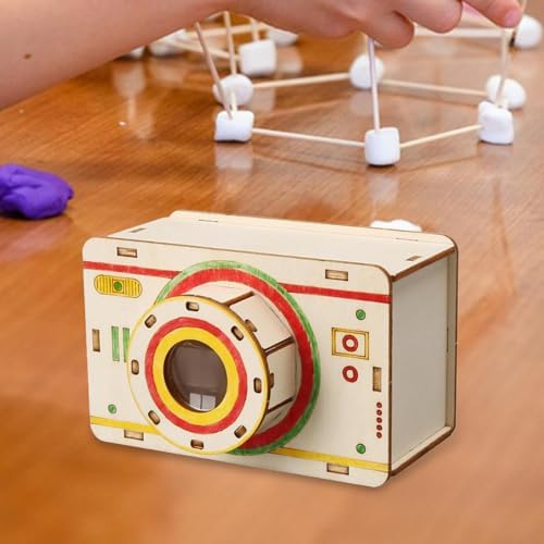 Kids DIY Assembly Camera Obscura Science Kit Physics Model for Beginners Compact Design 12x8.3x7.6cm Accessories Wooden - Image 4