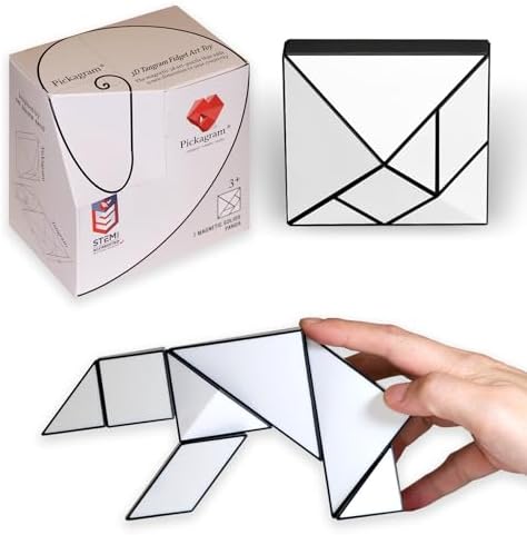 Pickagram Tangram 3D Magnetic Puzzle for Kids (8-12), Adults & Seniors | STEM Certified Fidget Puzzle - Magnetic Pattern Blocks for Cognitive Development, Creativity & Focus - Panda by Pickagram