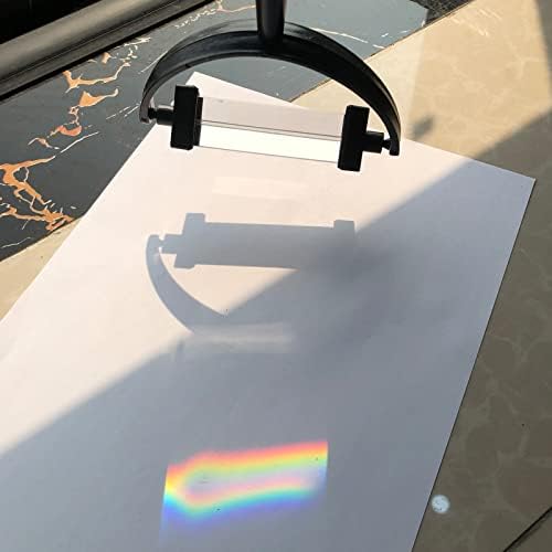 Optical Glass Triangular Prism with Stand 360 Degree Rotation Physics Light Spectrum Teaching Tool for Science Experiments Classroom Learning Black Plastic Bracket and Optical - Image 5