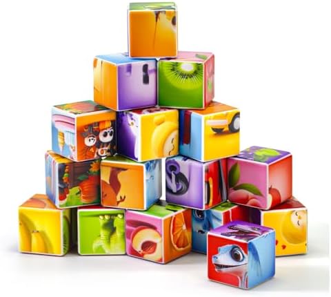 Pairez Toys Magnetic Building Cubes for Toddlers, 4 Random Theme Cube Sets - Image 3