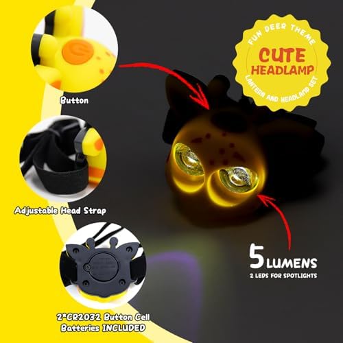 Let's Explore LED Camping Lantern & Headlamp, Battery Powered Night Light, Gift for Birthday, Lightweight Tent Lamp for Children (Deer Set) Age 6+ 8 9 10 11 12 13 14 - Image 4