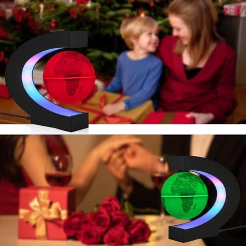Magnetic Levitation Floating Globe Ball Map with LED Light and C Shape Base,Cool Tech Gift, Desk Gadget Decor, Auto-Spinning Levitating World Map,Rotating Earth Demo - Image 4