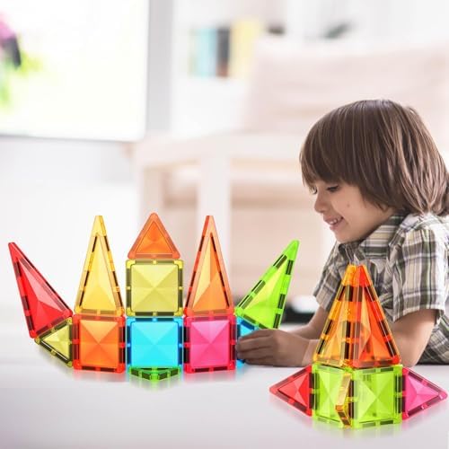Magnetic Tile Travel Size Mini Diamond Tiles Set 24pcs STEM Toy Compact Blocks Compatible Construction Educational Building Kit for Brain Development Montessori Learning for Kids Age 3+ EPM24 - Image 2