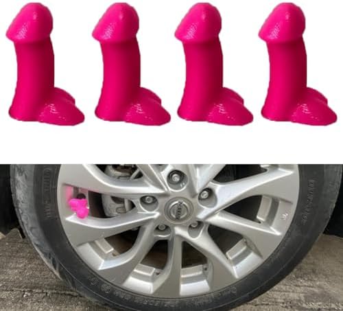 4 PCS Prank Tire Valve Stem Caps, Red Prank Valve Stem Caps Cover by Thebestautoparts