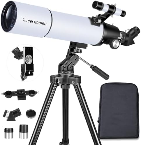 Celticbird Telescope for Adults High Powered, 80mm Aperture 600mm AZ Mount Refractor Telescope for Kids Beginners - Portable Telescopes for Adults Astronomy with Backpack, Phone Adapter, Moon Filter by CelticBird