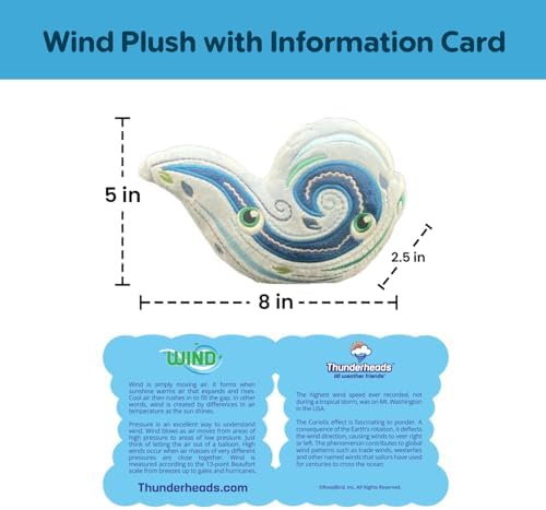 Thunderheads Wind Plush, Weather-Inspired Educational Collectible with Fact Card for Exploring Nature, Sky, Storms & Planet Earth, Eco-Friendly STEM Gift for Families, Students, Scientists & Explorers - Image 2