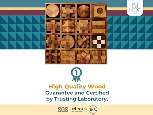 BSIRI 16 in 1 Wooden Brain Teaser Puzzles for Adults and Seniors Interlocking 3D Mini Wood Mind Games Hand Puzzle Teasers Set Toys Coffee Table Games Gift - Image 3