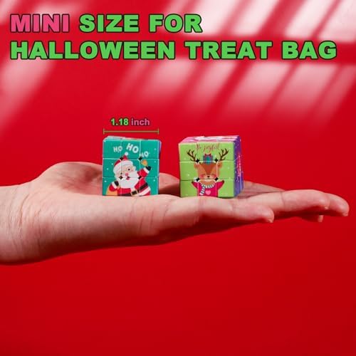 24 Pcs Premium Mini Cubes, Christmas 1.18" 3x3x3 Puzzle Cube Set with Fine-Textured Surface Finish, Stocking Stuffers, Birthday Party Favors, Classroom Prizes, Stress Relief Fidget Toys - Image 2