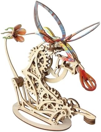 3D Wooden Colored Mechanical Hummingbirds Model Kits for Adults, DIY Creative Handcrafted Wooden Bird Assembly Kit, Perfect Present for Friends, 200+Pieces, Blue - Image 2
