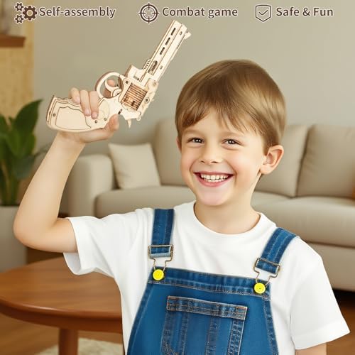 3D Wooden Puzzles for Adults,Wooden Toy for Kids and Adults,Model Building Kit,Educational Brain Teaser,Best Educational Christmas Birthday Day Gift for Friends (Wooden Revolver) - Image 5