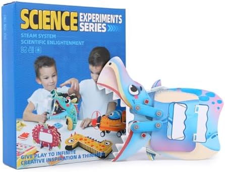 Playnovate Chomping Shark STEM Kit | DIY Mechanical Toy for Kids 5-10 | Build with Linkages & Rubber Bands | Includes QR Expert-Led Tutorials | Birthday Gifts for Boys & Girls Age 5,6,7,8,9,10 Years by Unknown
