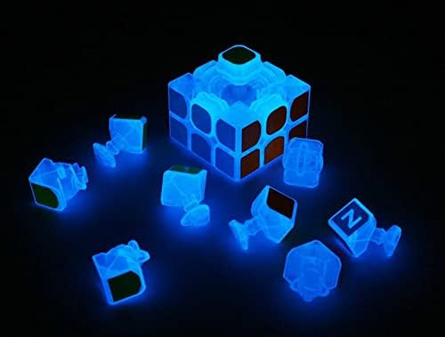 AMAZA 3x3 Fluorescent Speed Cube 3x3x3 Glow in Dark Luminous Speed Cube 3 by 3 Magic Cube Puzzle Toy Brain Teasers IQ Puzzles Game Toys for Children Adults (Blue Luminous) - Image 5