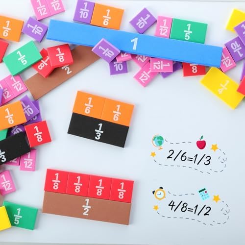 Sayglossy 48 Sets Fraction Tiles Set for Math Classroom Fractions Manipulatives Math Learning Manipulatives for Home School Supplies - Image 5