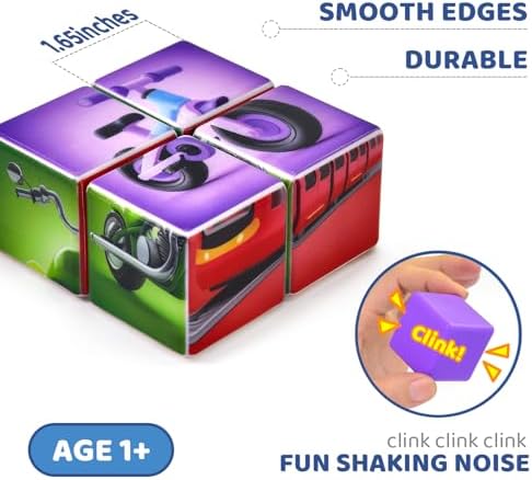 Pairez Toys Magnetic Building Blocks Tiles, Large Magnetic 1.65 inch Cubic Puzzle Toys in Vehicles Theme, STEM Montessori Sensory Toys for Toddlers 1-3, Gifts for Girls & Boys - Image 4