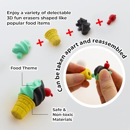 BAZIC Products Snack Shop 3D Puzzle Erasers, Non-Toxic, 4-Set - Image 2