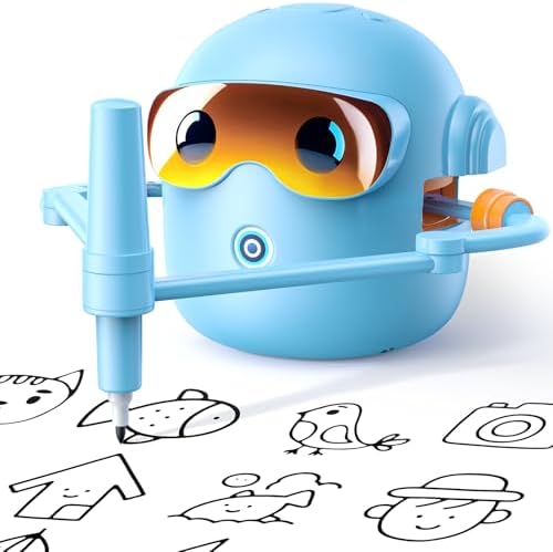 NAUQUOHZ Drawing Robot for Kids with 100 Cards, Montessori Painting Toys with Voice Interaction&16 Color Pens Educational Drawing Machine Toys for 3 4 5 6 7 8 Year Old Boys Girls by Unknown