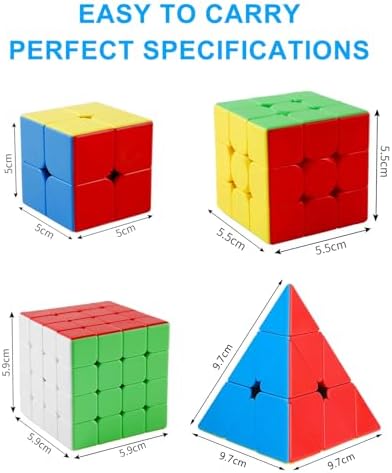 CFMOUR Speed Cube Set - Stickerless 2x2 3x3 4x4 Pyramid Magic Cubes Bundle - Image 2