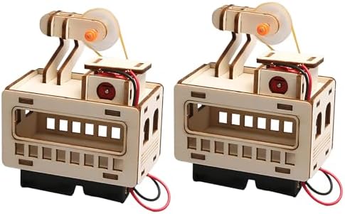 2 Sets Fun Interactive Ropeway Toy Assembly Wooden Cable Car Building Set for Explore Mechanics and Engineering Wooden Cable Car Model by Unknown