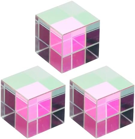 PATIKIL 3Pcs Cube Prism 25mm K9 Crystal Dispersion Prism AB Color by PATIKIL