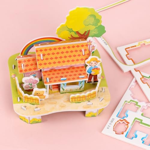 CCINEE 6 Pack 3D Puzzles for Kids Gift, Cartoon Paper Foam Puzzles Toy for Girls and Boys DIY Jigsaw Toys Mini House for School Family Craft Activity Easter Basket Stuffers Party Favors - Image 4