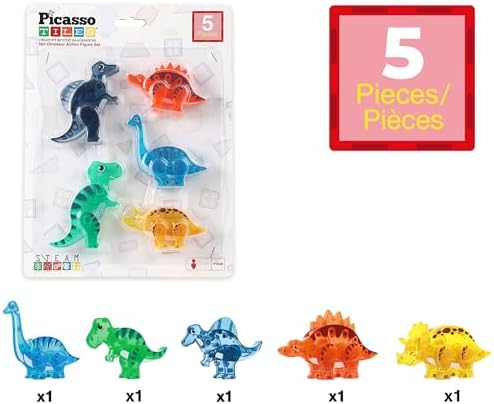 PicassoTiles 28 Piece Dinosaur Accessory Set, Magnetic Dino Tiles Ages 3+ - Image 3