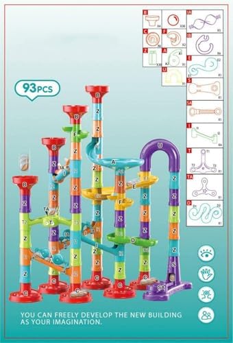 Jutoe 93Pcs Marble Run Set with 30 Glass Marbles Runs for Kids Girls Boys - Image 5