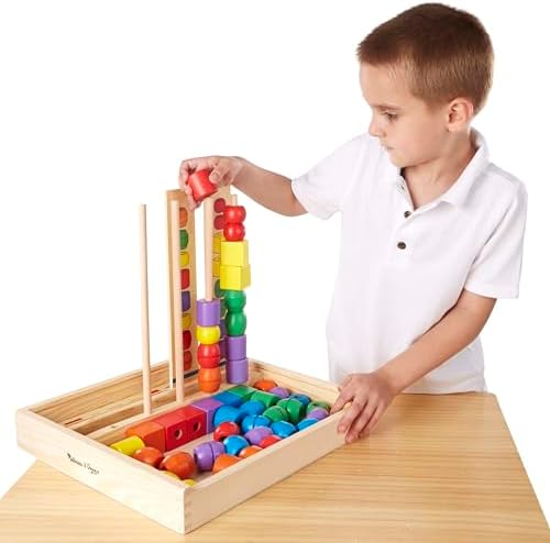 Melissa & Doug Bead Sequencing Set with 46 Wooden Beads and 5 Double-Sided Pattern Boards - Image 3