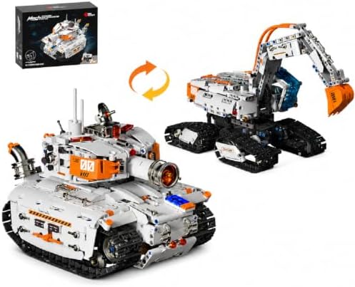 VANLINNY 2 in 1 Rc Tank & Excavator Building Block Set–1129 Pcs Programmable Mechanical Tank Toy with 360° Rotation, Functional Arm Excavator Toy with Bucket, STEM Science Kits for Boys Girls 8-14 ﻿ by VANLINNY