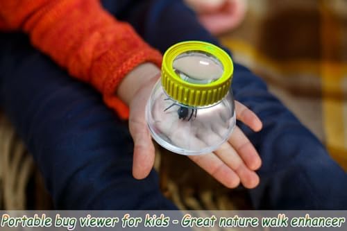 Bug Viewer for Kids 3X Magnifying Insect Observation Kit Built-in 7cm Ruler with 2 Slant Tweezers Bug Jar Catcher Cage for Kids Science Nature Exploration (2Pack Yellow) - Image 4