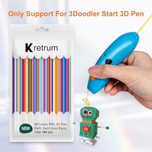 32 Colors 3D Doodler Pen Refills Packs for 3Doodler Start+ 3D Pen Low Printing Temperature PCL Filament 3D Doodler Refills Each Color 15.2 cm x 5 pcs Total 160 pcs Only Fit for 3Doodler Start+ - Image 2