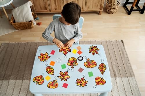 Renbuzhu 40PCS Fall Crafts Bulk: Leaves Pumpkins Paper Suncatchers DIY Kit for Autumn Thanksgiving Activities Decorations, Window Stained Glass Effect Art Supplies(Black Frame) - Image 2