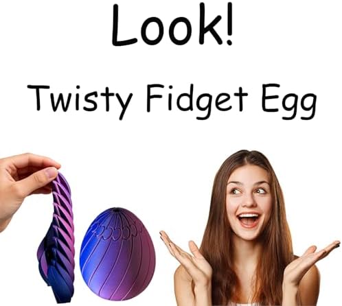 Twisty Fidget Egg, 3D Printed Slippery Egg Fidget , Easter Egg Toys, Easter Basket Stuffers, Rotating Fidget Puzzle Toy for Stress Relief, Colorful Desk Fidget Toy, Easter Party Favors (F Set, Large) - Image 2