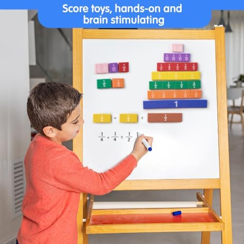 TOMMYHOME Magnetic Fraction Tiles for Kid's Maths Toys.Standing Teaching aids for Primary.Help Kids Learn Fractions (Rectangular) - Image 3