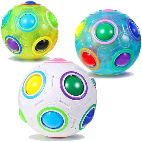 Sumind 3 Pieces Magic Puzzle Rainbow Ball 3 Colors Fidget Puzzle Ball by Sumind
