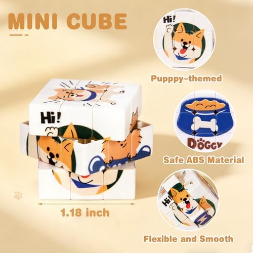12 Pack Premium Puppy Mini Cube Bulk, 1.18 Inch 3x3x3 Small Puzzle Cubes Surface Finish, Dog Themed Birthday Party Favors, Classroom Rewards Prizes, Easter Basket Fillers for Kids - Image 3