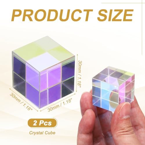 PATIKIL 2Pcs Cube Prism 30mm K9 Crystal Dispersion Prism AB Color - Image 2