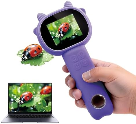 Microscope for Kids 500x Magnification,Mini Pocket Handheld Microscope with 2.0" Screen for Toddlers-STEM Educational Science Kit Toys for Boys Girls Aged 3-12 Christmas Birthday Gifts (Purple) by COOVIE