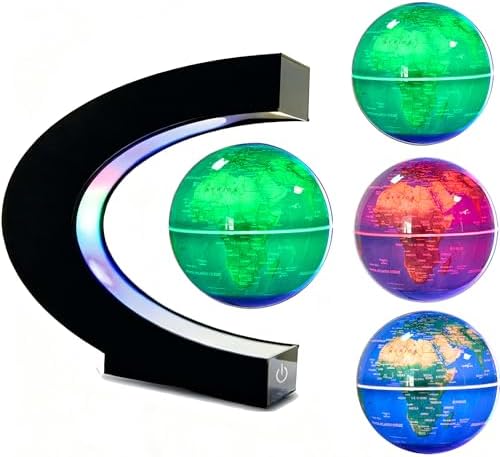 Magnetic Levitation Floating Rotating World globe for children With Colored Lamp And Touch Switch For Men Boss Cool home/Office Decor unique Gifts Or Kids Desk Tech accessories Gadget teenage Toys by KAIMC