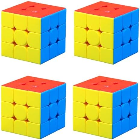 CFMOUR 3x3 Speed Cube Set - Stickerless Magic Bundle, 4Pack, Puzzle Toys by EnjoyaGreenLife