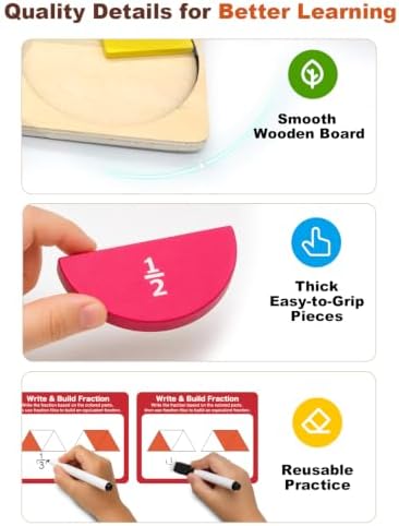 Fraction Manipulatives Set, Fraction Wooden Tiles & Fraction Circles Set - Image 3
