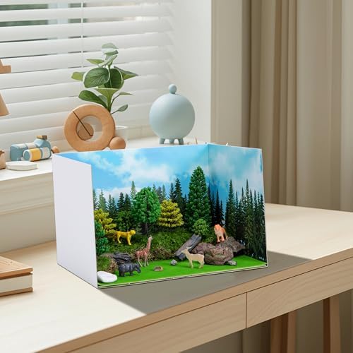 codree 4 Pcs Jungle Style Diorama Box and Fake Grass Decor, Rainforest Diorama Supplies Project Box Set, Cardboard Diorama Kit & Artificial Grass with Double Sided Tapes for DIY Crafts Toys Dollhouse - Image 5