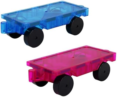 Magnetic Tiles Car Set Truck Kit Toy with Stronger Magnets, Educational Magnet Cars with Re-Enforced Hitch and Long Bed for Girls Boys Toddler Ages 3+ (Blue & Purple) by NEOFORMERS