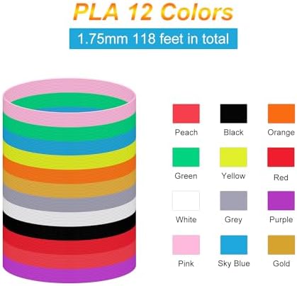 Kretrum 3D Pen Filament Refills 12 Colors Compatible with SCRIB3D MYNT3D PIKA3D 3D Pen for Kids Each Color 10Feet 1.75mm PLA 3D Printing Pen Filament Refills, NOT FIT 3Doodler Start Pen - Image 2