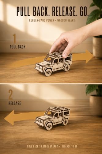 EWA Eco-Wood-Art Pocket SUV - 3D Wooden Puzzle Mechanical Model Kit DIY Wood Construction Set - Image 6