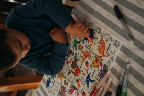 HeyDoodle DinoRoar Classic Doodle Mat – Reusable Silicone Coloring Mat for Toddlers and Kids – Educational Dinosaur & Numbers Activity Pad with 9 Markers – Mess-Free Travel Toy – Ages 3-7 - Image 4