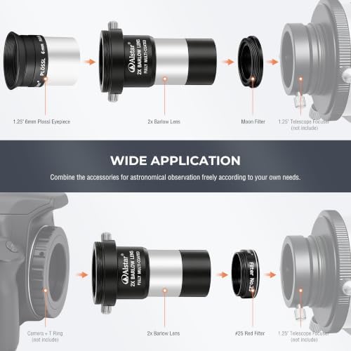 Alstar Telescope Accessory Kit 8-Piece, 1.25" Eyepiece Set & Filter Set - Image 5