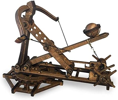 Adjustable Crossbow Siege Ancient Chariot Catapult Machinery Stone-Thrower Slingshot 3D DIY Wooden Puzzle Tabletop Game Model Kits Stem Projects Trebuchet Desktop Toy Birthday Gift by YAQUMW
