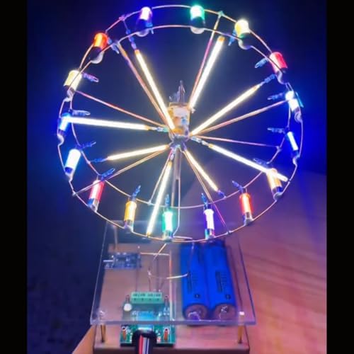 Rotating Colorful Ferris Wheel DIY Kit, Lighted Desktop Display, Rechargeable Power System, Hands-On Practice and Home Decor, Ideal Gift for Experiment Enthusiasts (Need Manual Soldering) - Image 3
