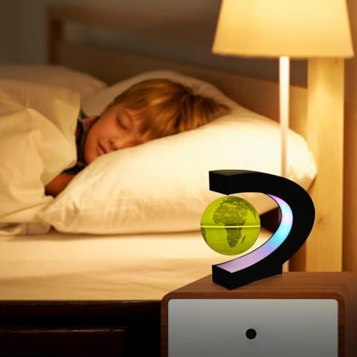Magnetic Levitation Floating Globe Ball Map with LED Light and C Shape Base,Cool Tech Gift, Desk Gadget Decor, Auto-Spinning Levitating World Map,Rotating Earth Demo - Image 3